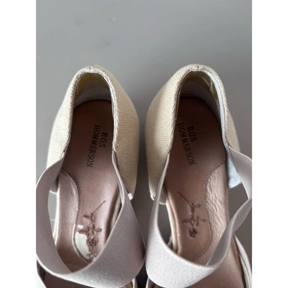 Ros Hommerson Women's 8W Beige Low Heel Wedge Espadrille Shoes‎